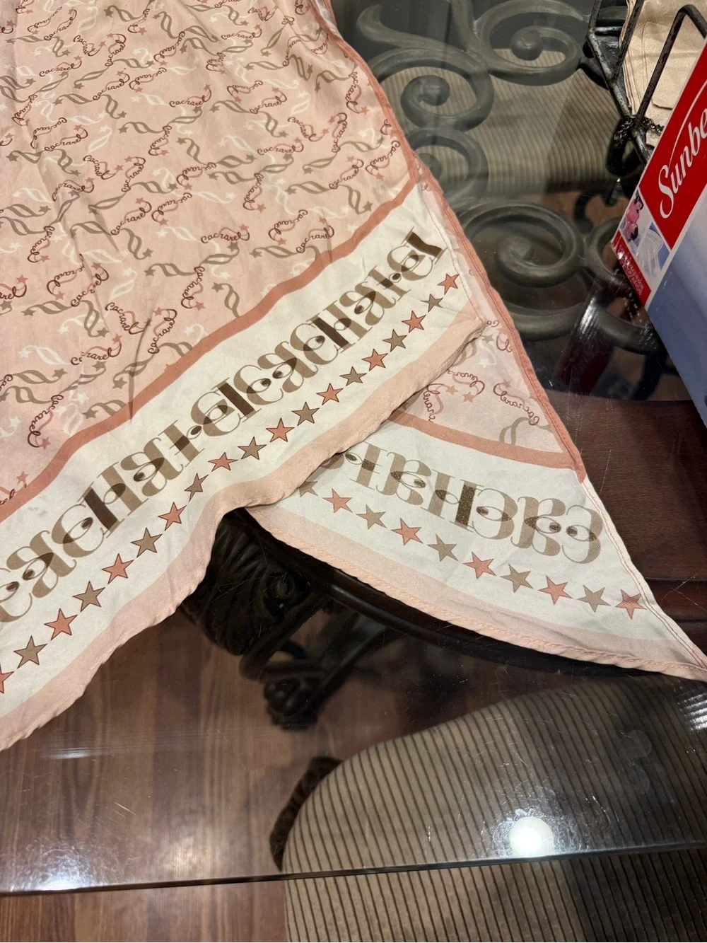 Cacharel- vintage Pink Patterned Scarf - Home Accents